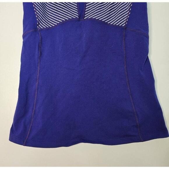 Athleta Striped Racerback Tank Top Purple White Medium Built-In Bra Size Midium - Picture 3 of 9